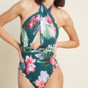 New, with tags, one-piece floral swimsuit